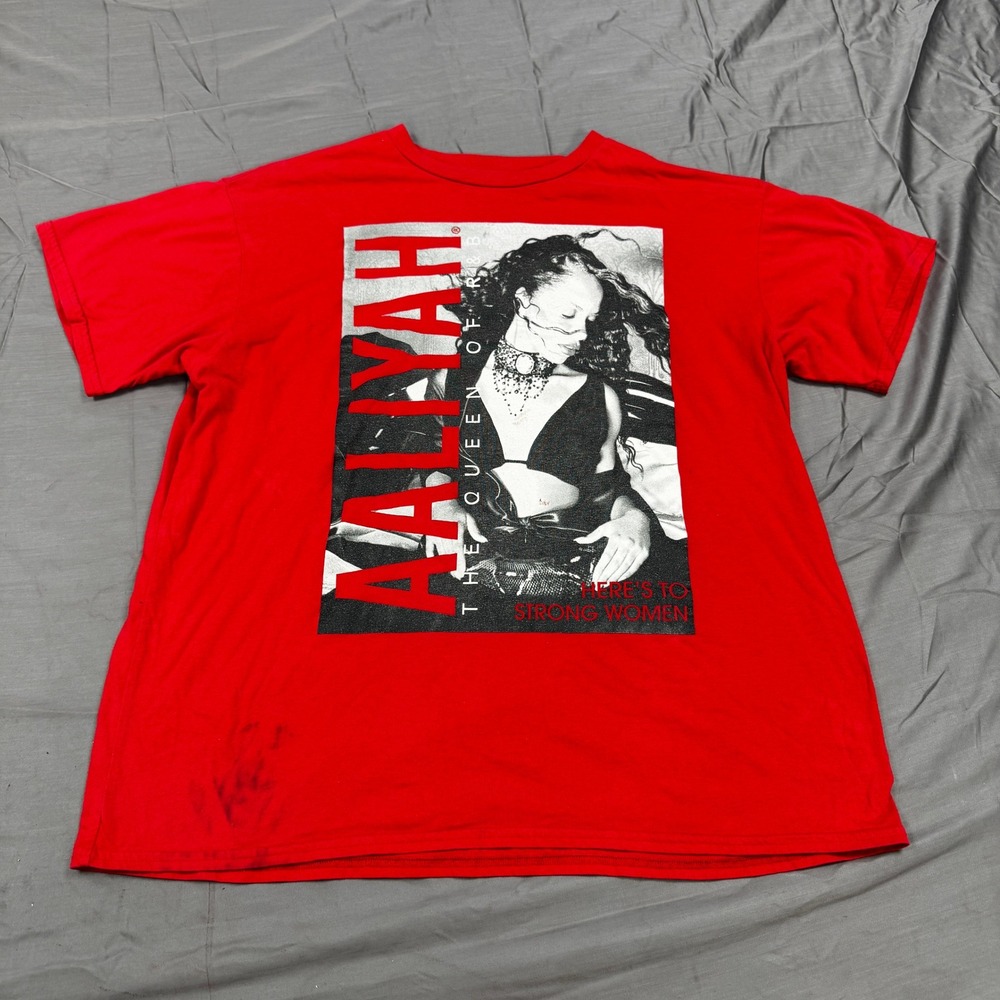 Aaliyah Queen of R&B Graphic T-Shirt Red Mens XXXL Strong Women Streetwear Tee